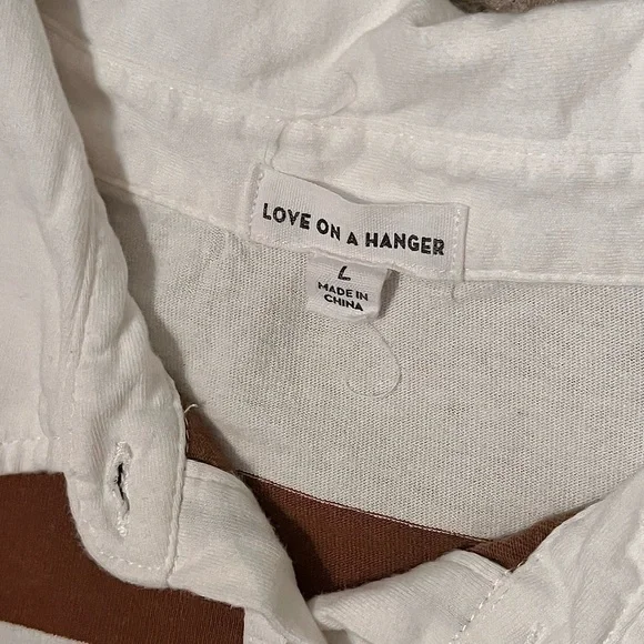 Brown Striped Polo Collar Long Sleeve Cropped Casual Tee - Picture 5 of 7